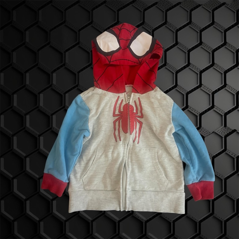 Spider Design Hoodie with Red and Blue Accents